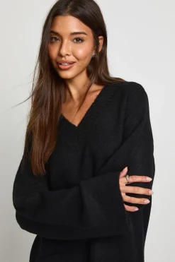Robe Mini Tricotée Col V Ultra Douce