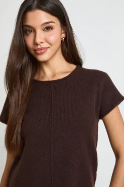 Robe Mini Tricotée Douce Avec Détail De Couture