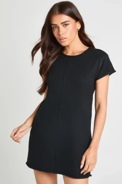 Robe Mini Tricotée À Détail De Couture Douce