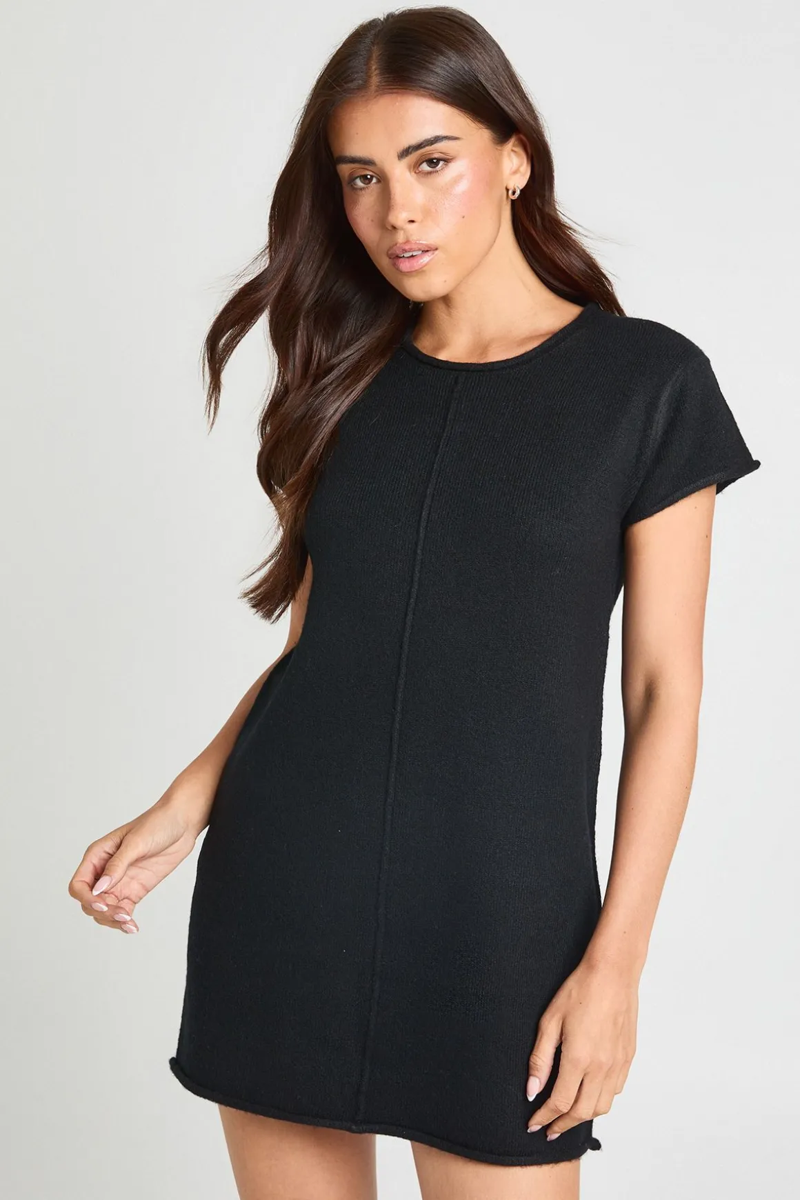 Robe Mini Tricotée À Détail De Couture Douce