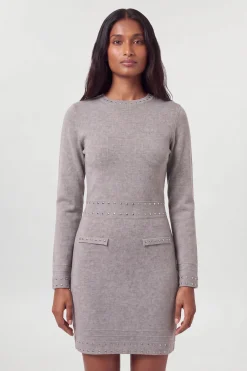 Robe Mini Tricotée À Détails Cloutés