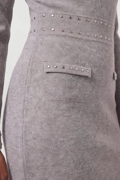 Robe Mini Tricotée À Détails Cloutés
