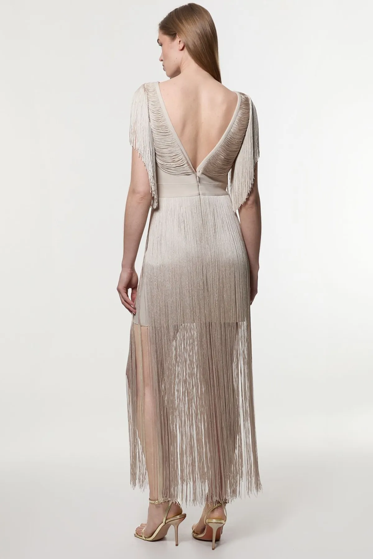 KarenMillen Robe Mini Tricotée À Franges Drapées Maxi Petite<Femme Robes|Robes De Soirée Chic