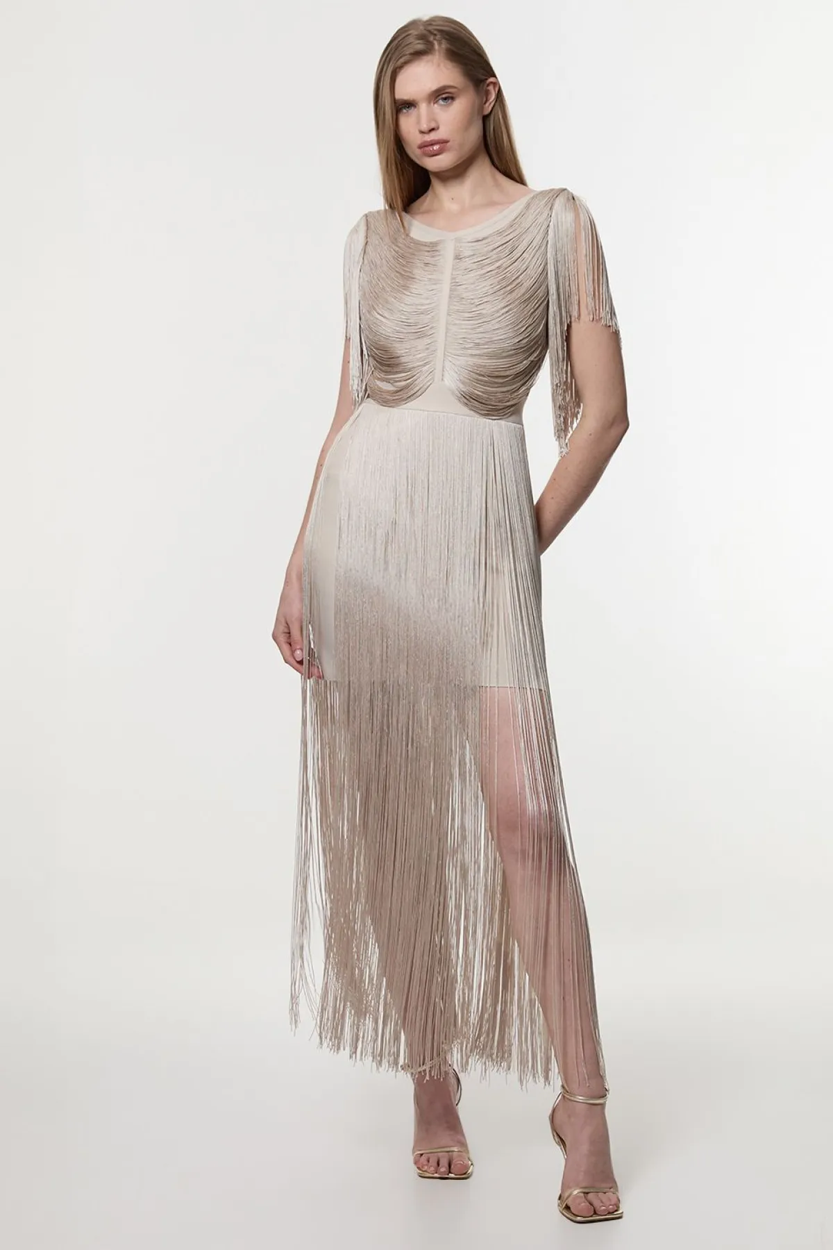 KarenMillen Robe Mini Tricotée À Franges Drapées Maxi Petite<Femme Robes|Robes De Soirée Chic
