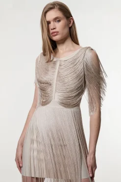 KarenMillen Robe Mini Tricotée À Franges Drapées Maxi Petite<Femme Robes|Robes De Soirée Chic