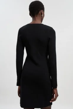 Robe Mini Tricotée Grande Taille Mélange Viscose Détail Cloutés Décolleté Goutte