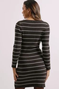 Dorothy Perkins Robe Mini Tricotée e Ajustée à Encolure Bateau<Femme Toutes Les Robes|Robes À Manches Longues
