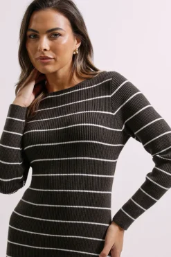 Dorothy Perkins Robe Mini Tricotée e Ajustée à Encolure Bateau<Femme Toutes Les Robes|Robes À Manches Longues