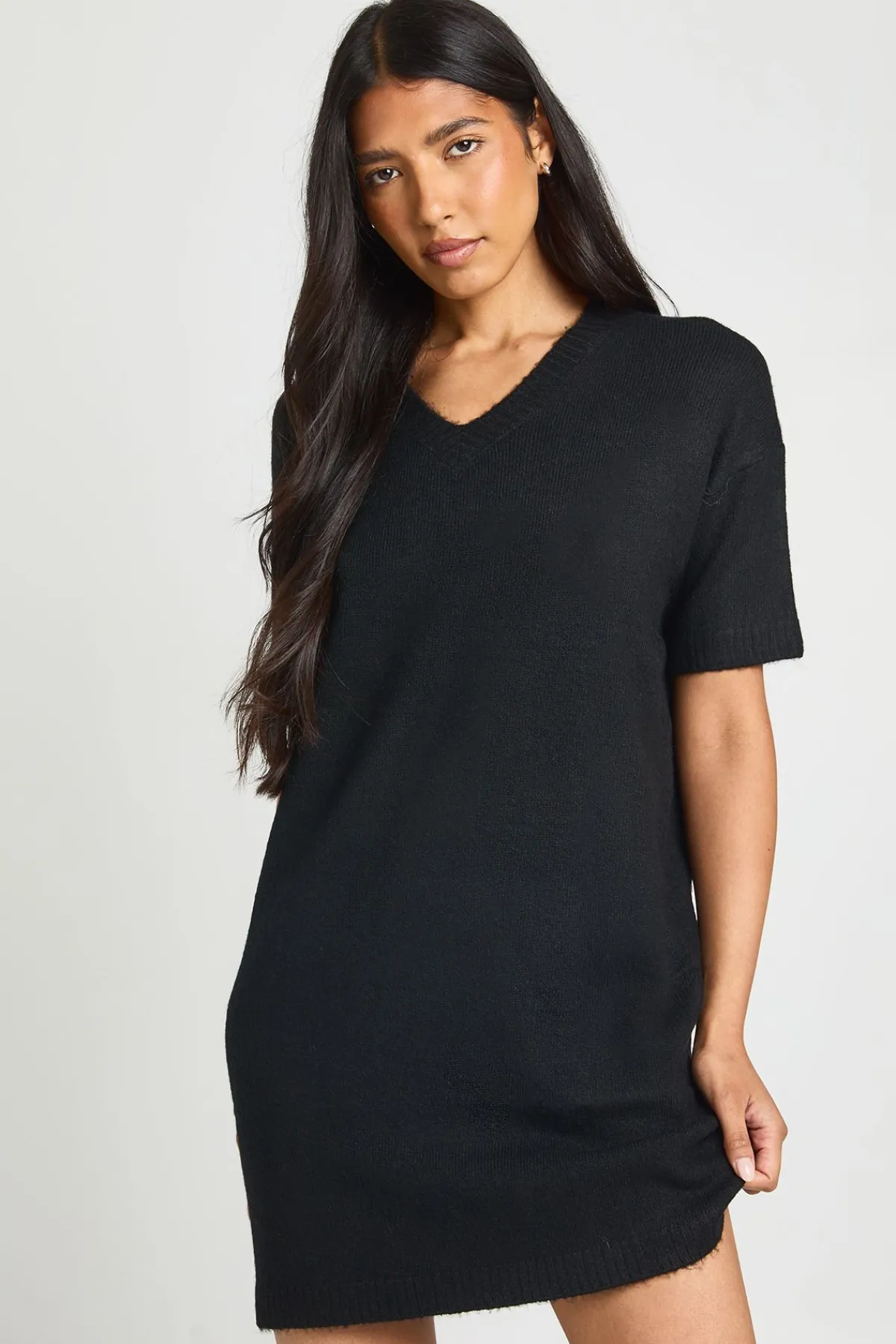 boohoo Robe Mini Tricotée Haute Avec Détails De Coutures Apparentes En Maille Douce<Femme Pulls Et Gilets|Toutes Les Mailles