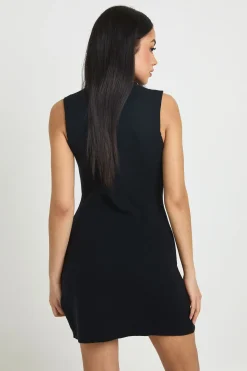 boohoo Robe Mini Tricotée À Manches Courtes Avec Boutons Dorés<Femme Toutes Les Robes|Robes