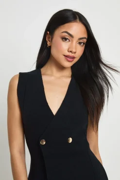 boohoo Robe Mini Tricotée À Manches Courtes Avec Boutons Dorés<Femme Toutes Les Robes|Robes