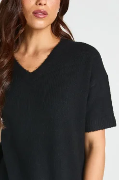 boohoo Robe Mini Tricotée À Manches Courtes Et Col En V<Femme Pulls Et Gilets|Toutes Les Mailles