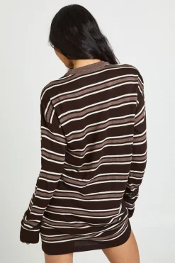 Robe Mini Tricotée À Manches Longues Et Rayures Tall