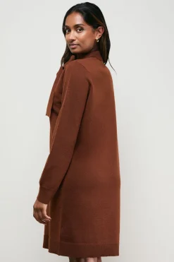 Robe Mini Tricotée à Nœud Lavallière