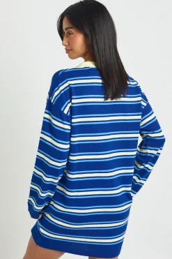 Robe Mini Tricotée À Rayures Et Manches Longues Petite