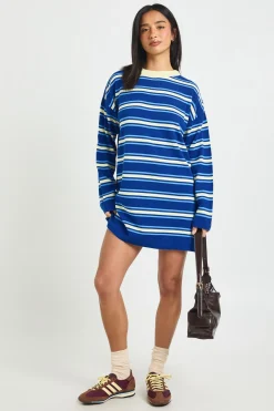 Robe Mini Tricotée À Rayures Et Manches Longues Petite