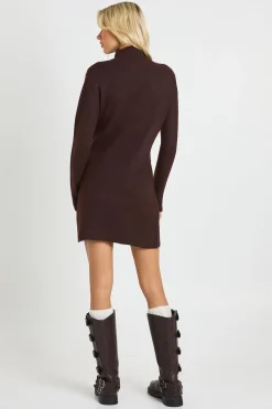Robe Mini Tricotée Ultra Douce À Col Montant