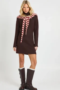 Robe Mini Tricotée Ultra Douce À Col Montant