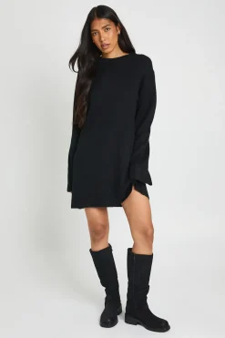 Robe Mini Tricotée Évasée À Col Rond Et Manches Évasées Tall