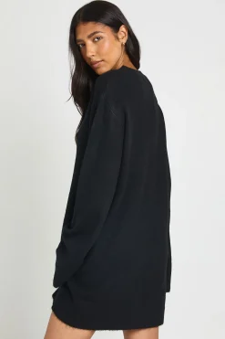 Robe Mini Tricotée Évasée À Col Rond Et Manches Évasées Tall