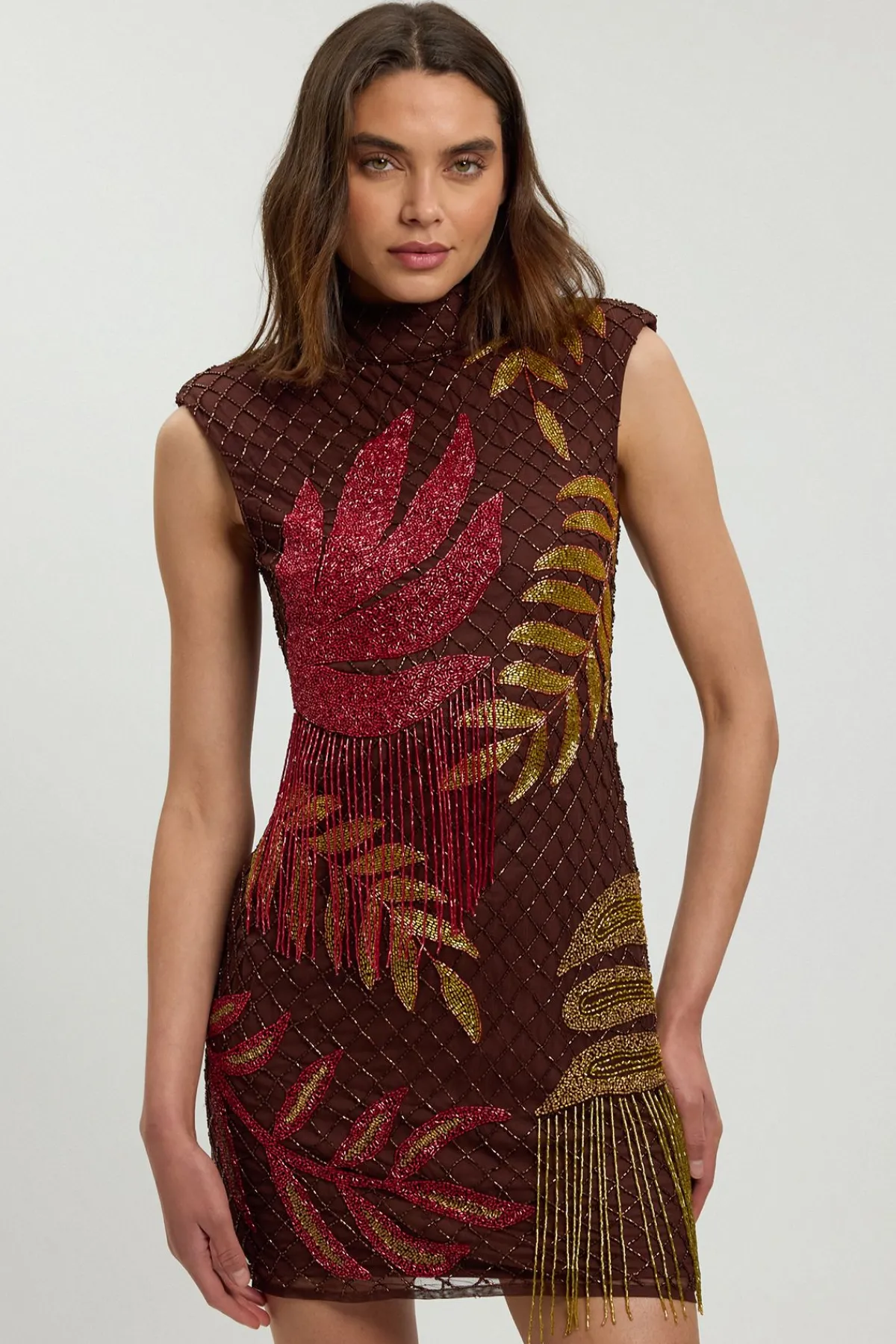 KarenMillen Robe Mini Tropicale Ornée De Perles<Femme Robes|Toutes Les Robes