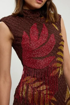 KarenMillen Robe Mini Tropicale Ornée De Perles<Femme Robes|Toutes Les Robes