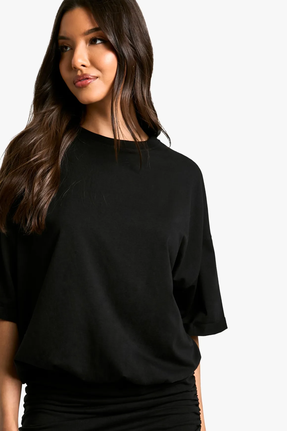 Robe mini t-shirt froncée