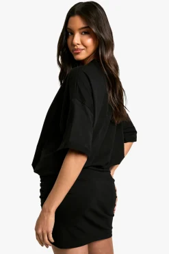 Robe mini t-shirt froncée