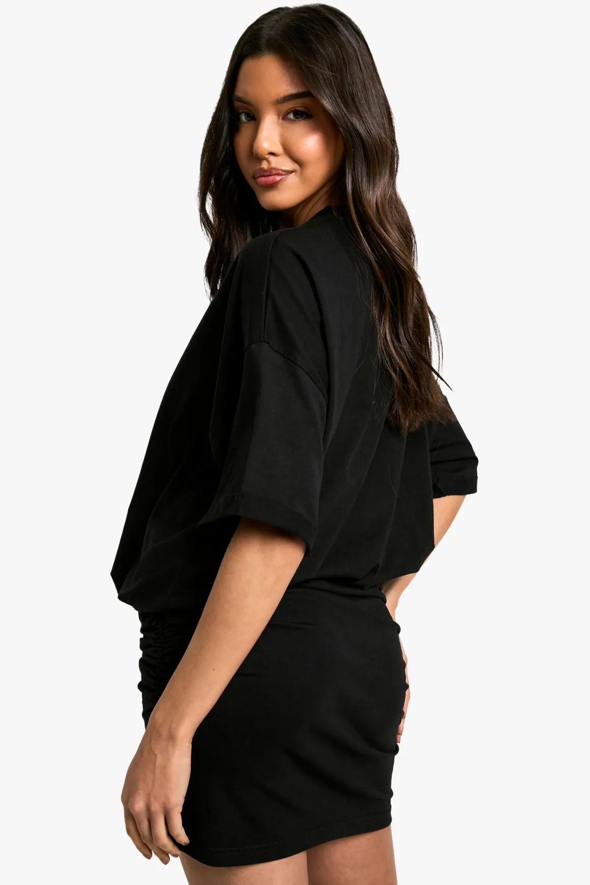Robe mini t-shirt froncée