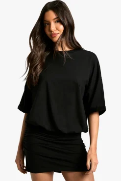 Robe mini t-shirt froncée