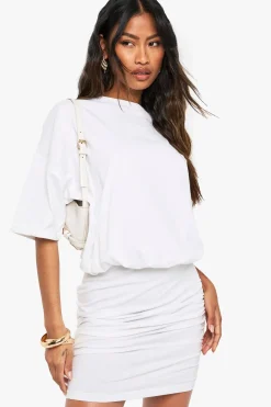 boohoo Robe mini T-shirt à fronces<Femme Robes T-Shirt|Robes