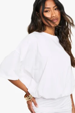 boohoo Robe mini T-shirt à fronces<Femme Robes T-Shirt|Robes