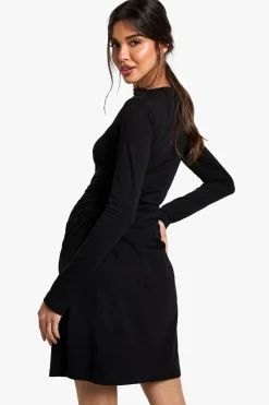 boohoo Robe mini t-shirt à manches longues avec fronces sur le côté<Femme Robes À Manches Longues|Robes
