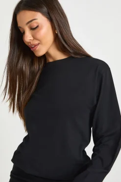 Robe Mini T-shirt à Manches Longues Froncée