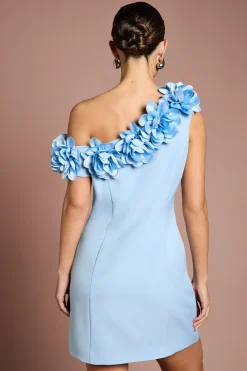 Robe Mini à Une Épaule avec Fleurs 3D