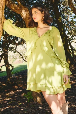 Oasis Robe Mini Unie à Détails Volantés<Femme Toutes Les Robes|Robes À Manches Longues