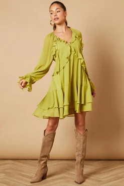 Oasis Robe Mini Unie à Détails Volantés<Femme Toutes Les Robes|Robes À Manches Longues