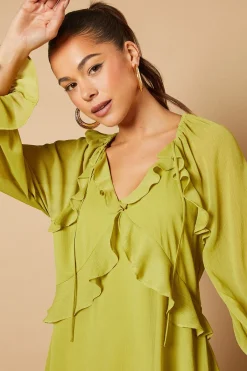 Oasis Robe Mini Unie à Détails Volantés<Femme Toutes Les Robes|Robes À Manches Longues