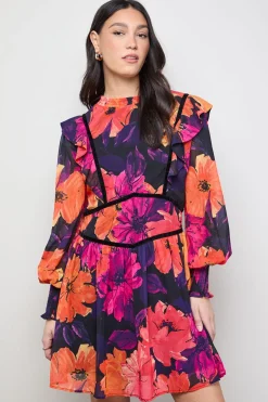 Robe Mini Évasée avec Détails Froncés