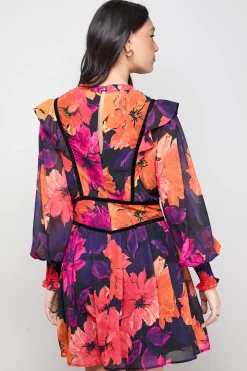 Robe Mini Évasée avec Détails Froncés