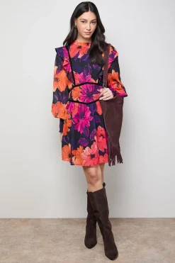 Robe Mini Évasée avec Détails Froncés