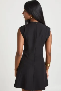 Robe Mini Évasée à Détails de Coutures
