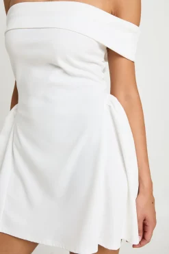 Robe Mini Évasée À Encolure Bardot En Crêpe Jersey