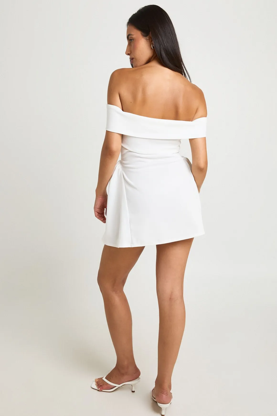 Robe Mini Évasée À Encolure Bardot En Crêpe Jersey