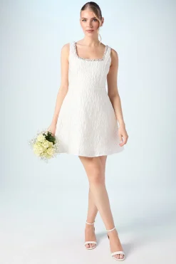 Coast Robe Mini Évasée en Jacquard avec Ornements de Bijoux<Femme Robes|Toutes Les Robes