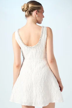 Coast Robe Mini Évasée en Jacquard avec Ornements de Bijoux<Femme Robes|Toutes Les Robes