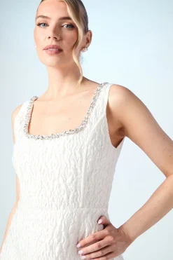 Coast Robe Mini Évasée en Jacquard avec Ornements de Bijoux<Femme Robes|Toutes Les Robes