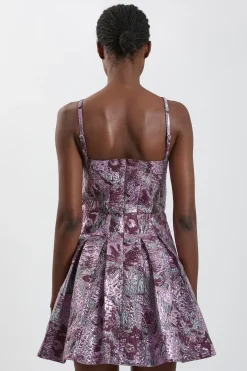 Robe Mini Évasée En Jacquard Façonné