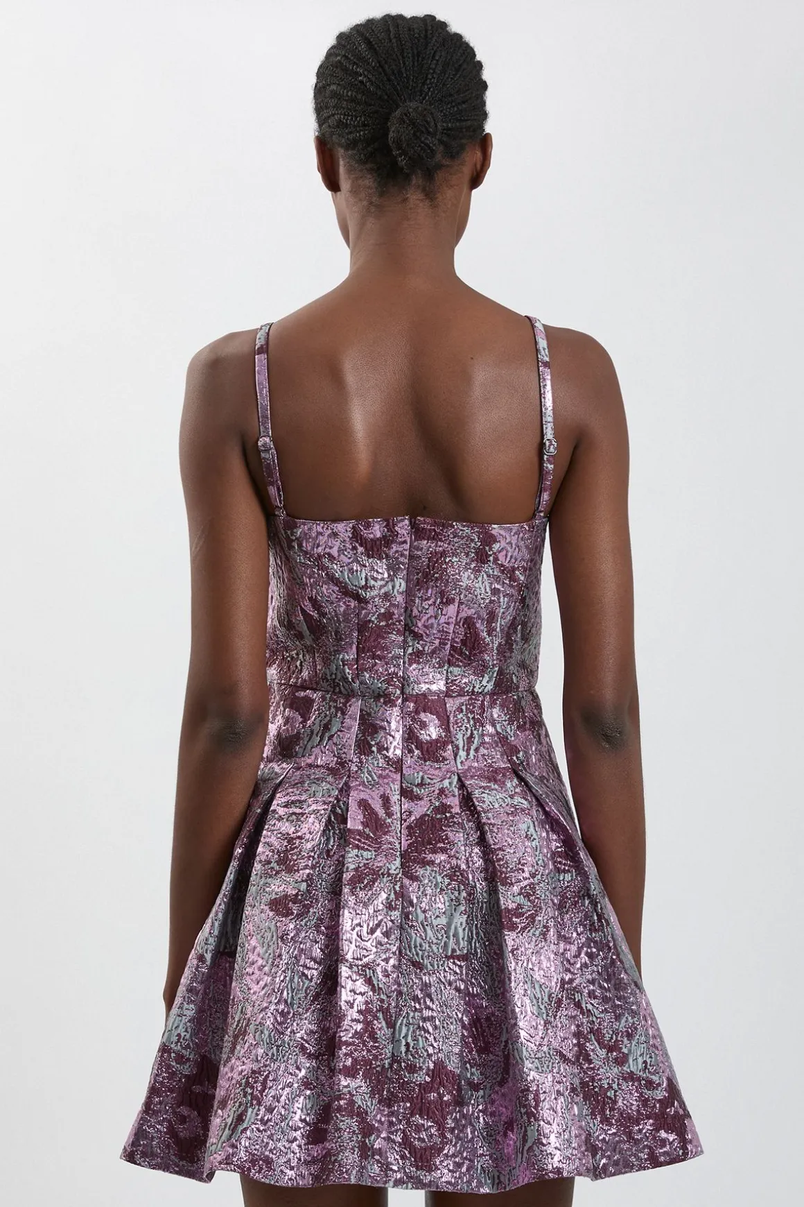 Robe Mini Évasée En Jacquard Façonné