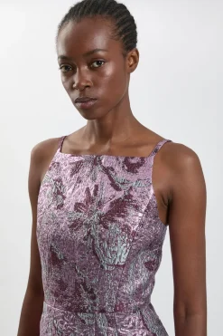 Robe Mini Évasée En Jacquard Façonné